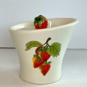 Vintage Strawberry Condiment Jelly Jam Jar With Lid Red Green And White